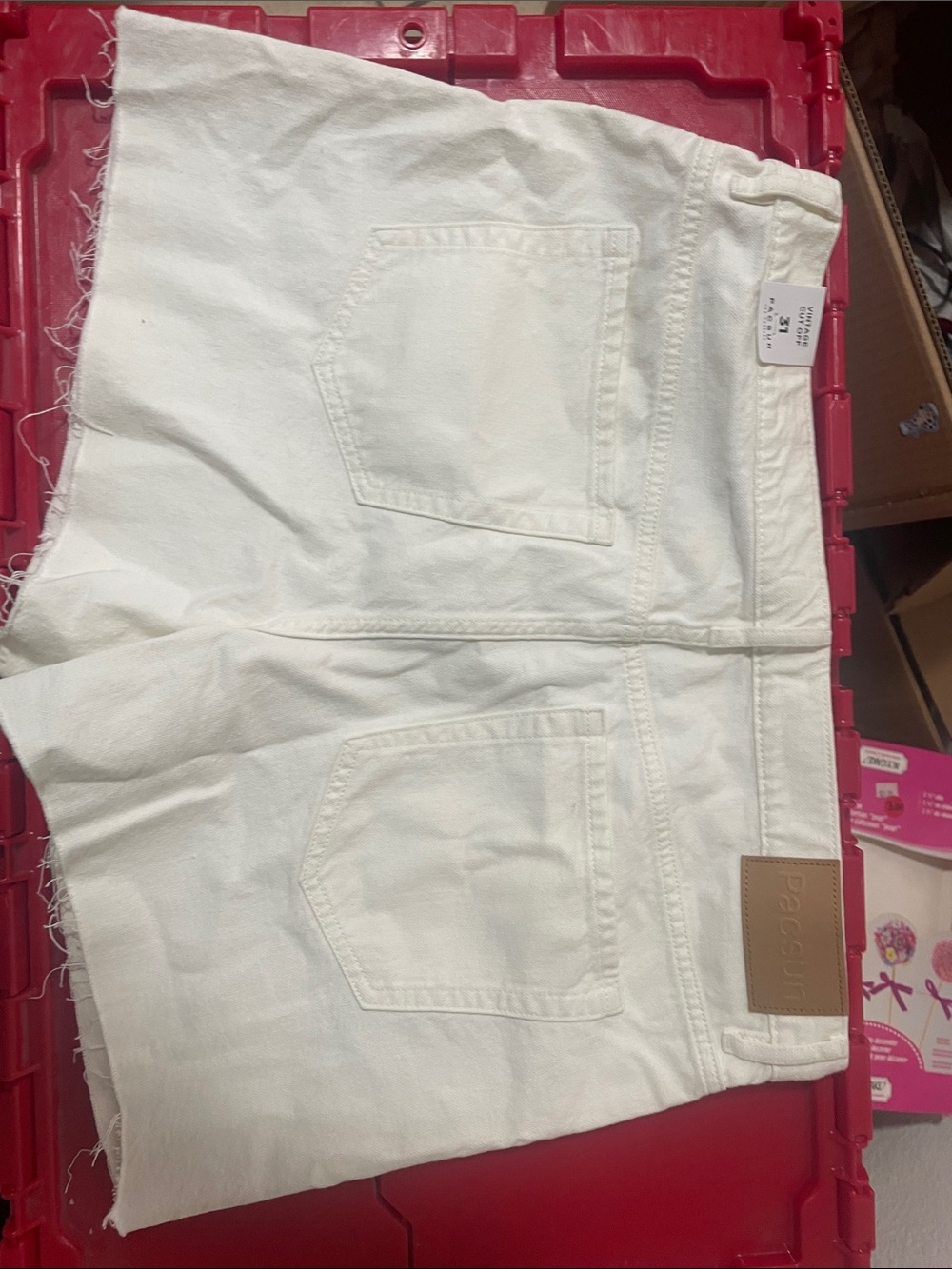 PacSun White High-Rise Raw Hem Denim Shorts